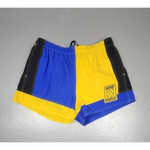 Vintage Jams World Board Shorts Mens XL.‎ Blue Yellow Swim Trunks Cut #0195